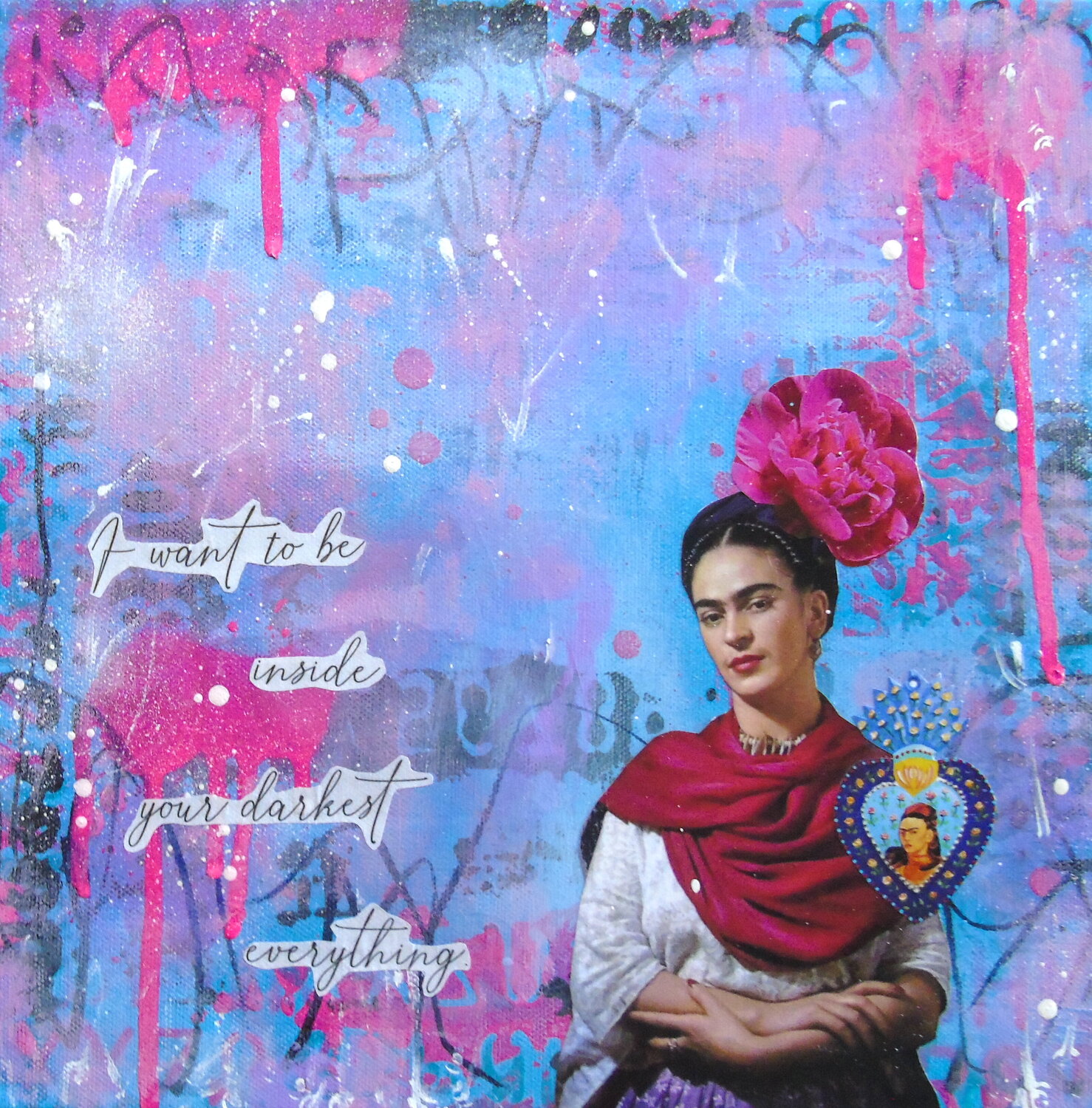 I Want to Be Your Darkest Everything Frida Kahlo Lorette C. Luzajic Originalgemälde zu verkaufen