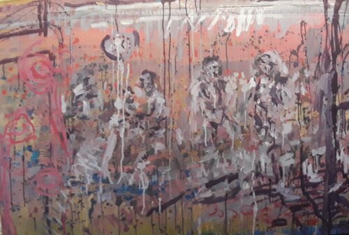 Le Déjeuner Des Vendangeurs di Josiane Zarka, Pittura in vendita su Singulart