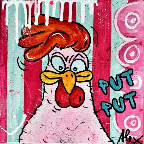 WILLI` ´S HÜHNER - PUT-PUT by Alexandra Machmar, Painting for Sale on Singulart