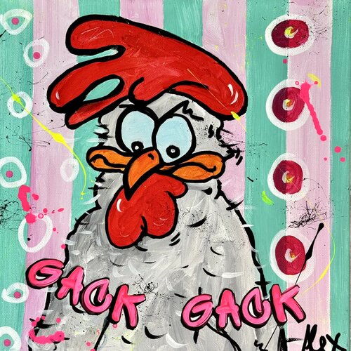 WILLI` ´S HÜHNER - GACK_GACK by Alexandra Machmar, Painting for Sale on Singulart