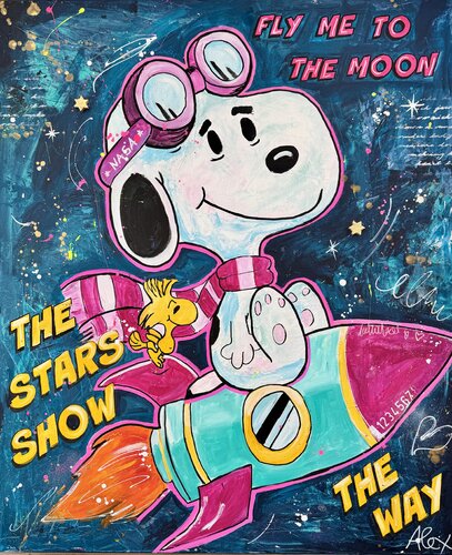 FLY ME TO THE MOON by Alexandra Machmar, 회화 for Sale on Singulart