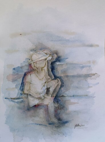 Girl on the stair 3a van Birgit Günther, Werk op papier te koop op Singulart