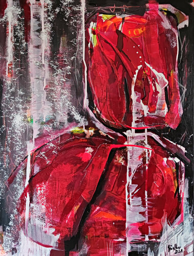 Rote Formen (2021) van Birgit Günther, Schilderij te koop op Singulart