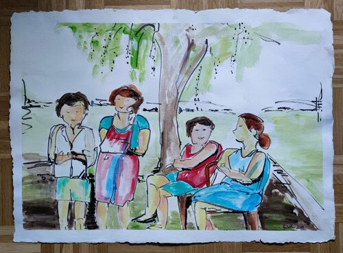 Unterm Baum par Birgit Günther, Œuvre sur papier en vente sur Singulart