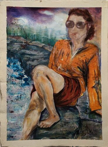 Mädchen am See par Birgit Günther, Œuvre sur papier en vente sur Singulart