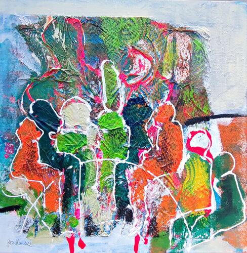 Am runden Tisch di Birgit Günther, Pittura in vendita su Singulart