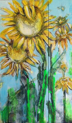 Sonnenblumen - sunflower van Birgit Günther, Schilderij te koop op Singulart