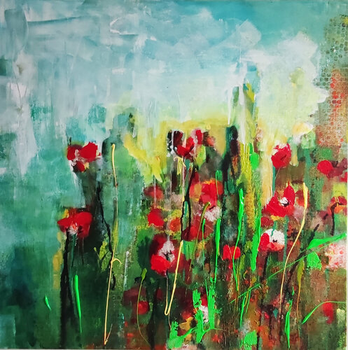 Mohnblumenfeld by Birgit Günther, 油畫 for Sale on Singulart