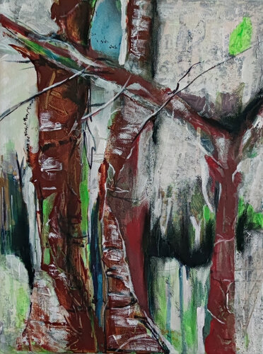 Natur mit grünem Blatt von Birgit Günther, Malerei kaufen auf Singulart