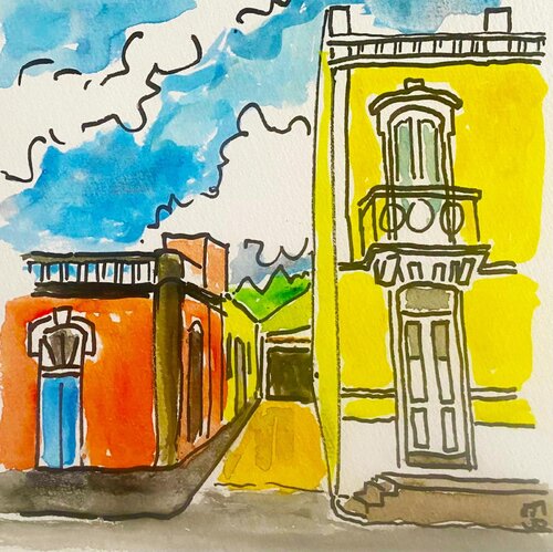 Maisons Los Silos, Tenerife van Frob, Werk op papier te koop op Singulart