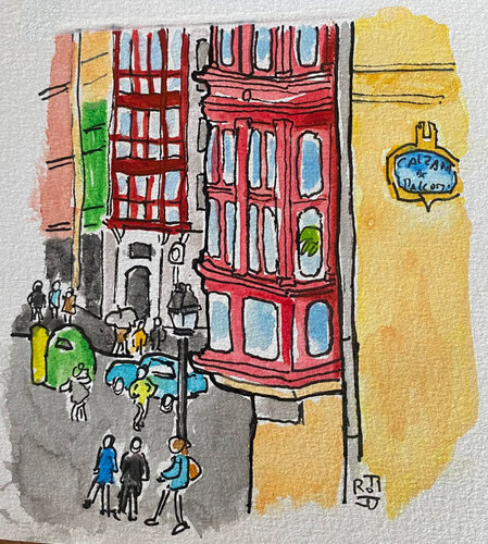 Bilbao - détail du balcon - Unamuno Miguel Plaza von Frob, Werk auf Papier kaufen auf Singulart