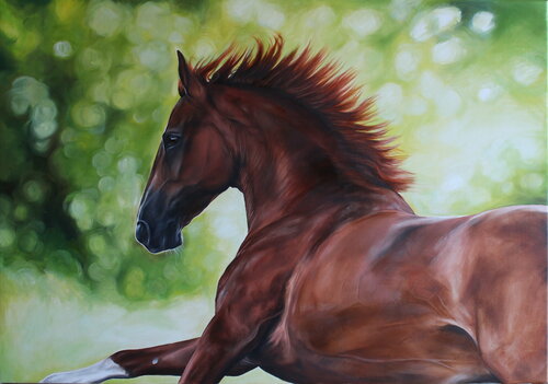 Horse - Noble mare sport horse di Marie Madej, Pittura in vendita su Singulart