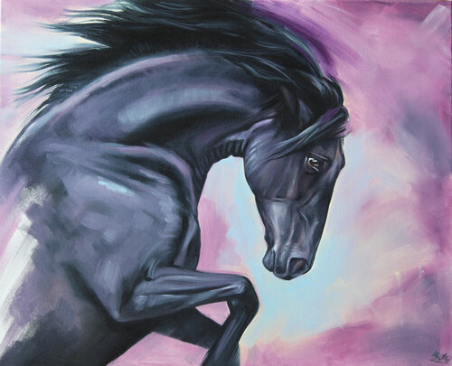 Violet Horse by Marie Madej, Painting for Sale on Singulart