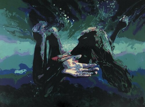 The Mermaid in the Basement van Kerry A. Inkster, Schilderij te koop op Singulart