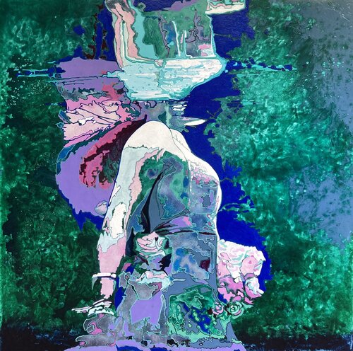 The rose did caper on her cheek, Her bodice rose and fell. de Kerry A. Inkster, Pintura a la venta en Singulart