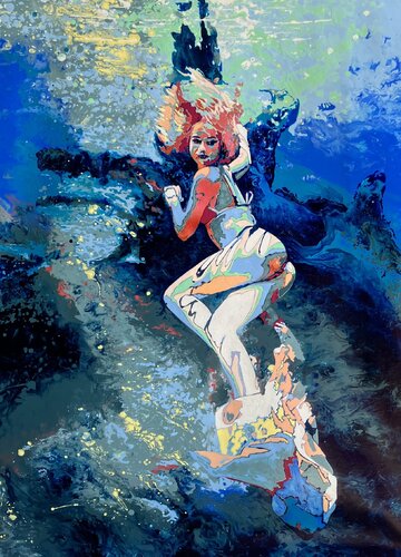 The Mermaid in the Zodiac van Kerry A. Inkster, Schilderij te koop op Singulart