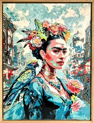 Portrait of Frida Kahlo Viva La Vida van Kerry A. Inkster, Schilderij te koop op Singulart
