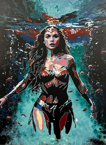 I'm the man that can - Portrait of Wonder Woman de Kerry A. Inkster, Pintura a la venta en Singulart