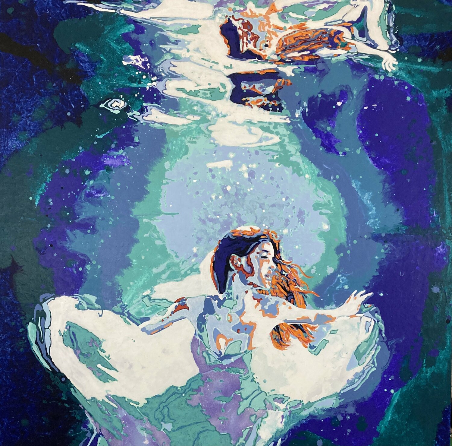 Ivory-teal, light the world in your suspense and mystery Kerry A. Inkster Peinture originale à vendre