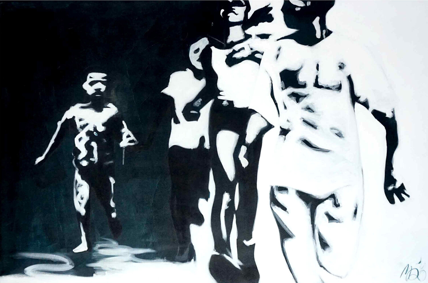 Running Scared (part two of diptych >paired with Running Late) Marit Otto Originalgemälde zu verkaufen