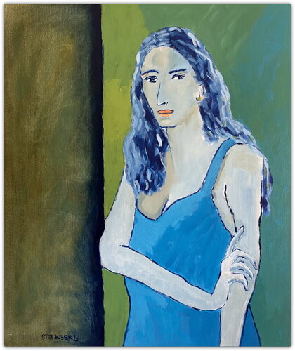 Blue Dress 2 by Jacques Sterenberg, Painting for Sale on Singulart