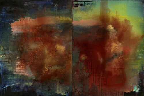 Rumi and Shams (Diptych) van Yari Ostovany, Schilderij te koop op Singulart