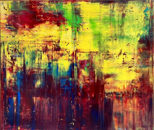 CLASSIC ABSTRACT WITH YELLOW RED GREEN von Ludwig Kranich, Malerei kaufen auf Singulart