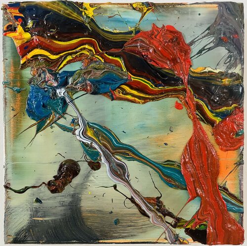 HELLES ROT AUF BLAU von Ludwig Kranich, Malerei kaufen auf Singulart