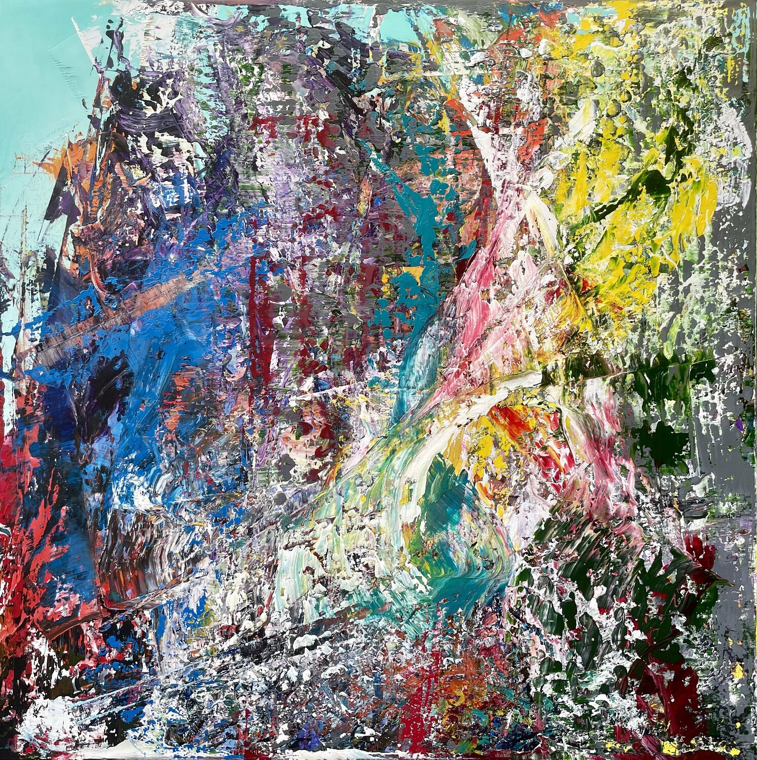 LARGE SQUARE ABSTRACT WITH BLUE SKY Ludwig Kranich