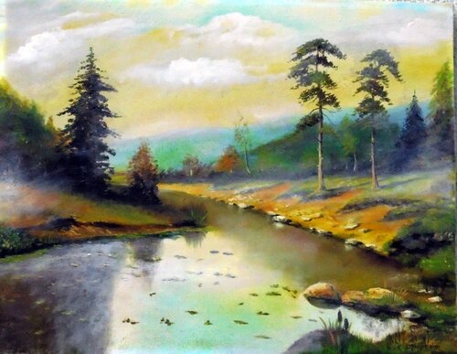 Morning in the forest. van Serhiy Berezin, Schilderij te koop op Singulart