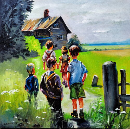 Village children von Serhiy Berezin, Malerei kaufen auf Singulart