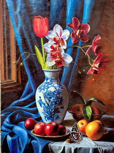 Still life with orchid von Serhiy Berezin, Malerei kaufen auf Singulart