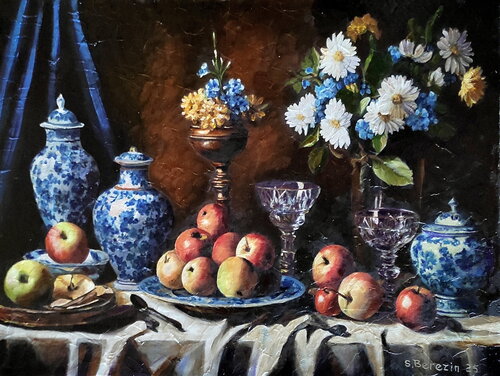 Still life with apples von Serhiy Berezin, Malerei kaufen auf Singulart