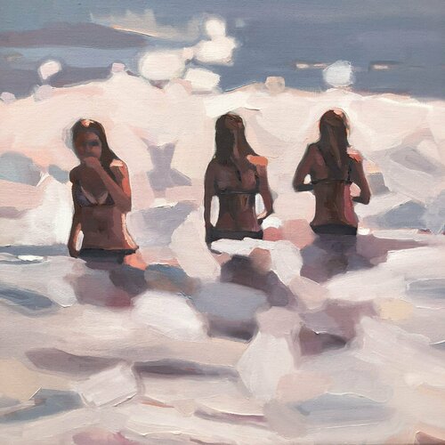 Summer sisters sunset di Kelly Villasenor, Pittura in vendita su Singulart
