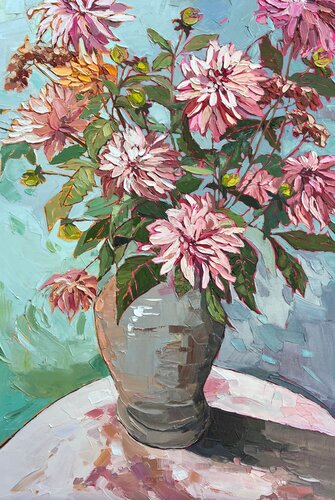 “September Dahlias “ de Kelly Villasenor, Pintura a la venta en Singulart