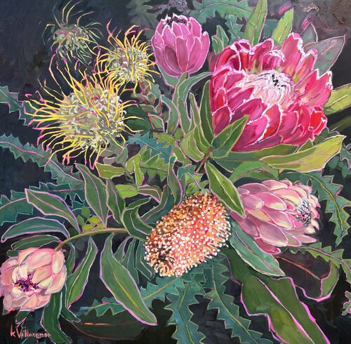 Protea love van Kelly Villasenor, Schilderij te koop op Singulart