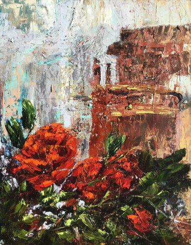 Wildrose and old factories by Mariam Qureshi, Painting for Sale on Singulart