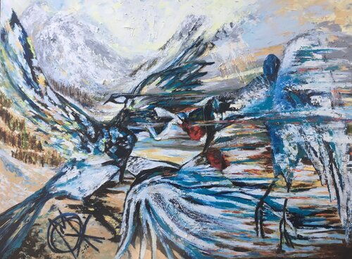 Run with Magpies by Mariam Qureshi, Painting for Sale on Singulart