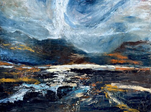 Eruptions in the dark skies by Mariam Qureshi, Painting for Sale on Singulart
