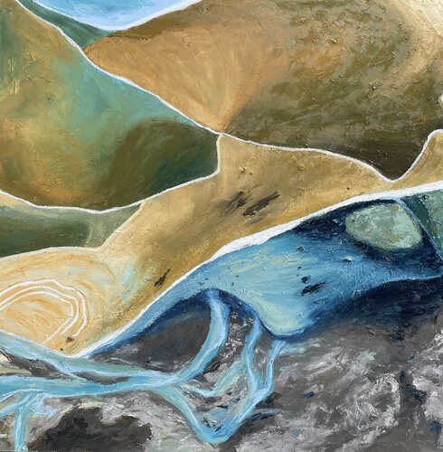 Geo-Blanket of love,  oil on canvas 2023 by Mariam Qureshi, Painting for Sale on Singulart