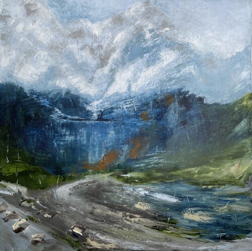 The mountains are calling van Mariam Qureshi, Schilderij te koop op Singulart