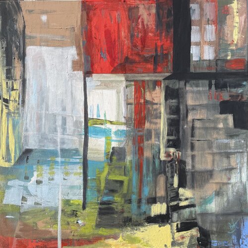 The green chair,  acrylic painting by Mariam Qureshi, 회화 for Sale on Singulart
