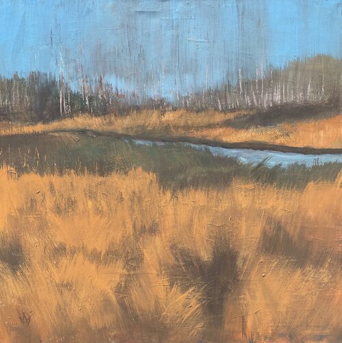 Sienna Long Grasses of Moss Lake, Alberta by Mariam Qureshi, 회화 for Sale on Singulart
