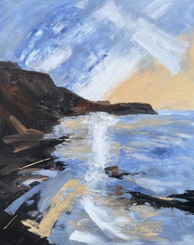 Fleet light across water by Mariam Qureshi, Painting for Sale on Singulart