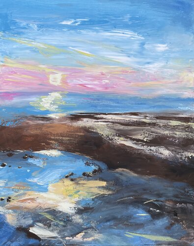 Lights of pink dusk par Mariam Qureshi, Peinture en vente sur Singulart