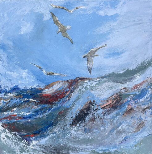 Flight over water von Mariam Qureshi, Malerei kaufen auf Singulart