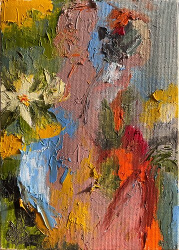 Among the flowers di Mariam Qureshi, Pittura in vendita su Singulart
