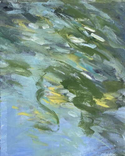 Quiet Currents – Japanese Pond Abstract von Mariam Qureshi, Malerei kaufen auf Singulart