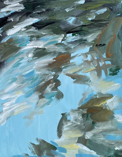 Dappled Reflections – Abstract Acrylic Water Surface Painting von Mariam Qureshi, Malerei kaufen auf Singulart