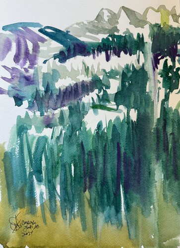 Cascade Falls Alberta, Plein air study von Mariam Qureshi, Malerei kaufen auf Singulart